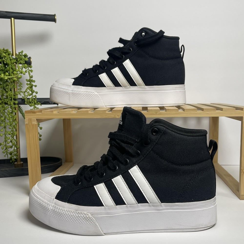 Adidas Womens Bravada 2.0 Platform Mid IE2317 Black Casual Shoes Sneakers Sz 8.5